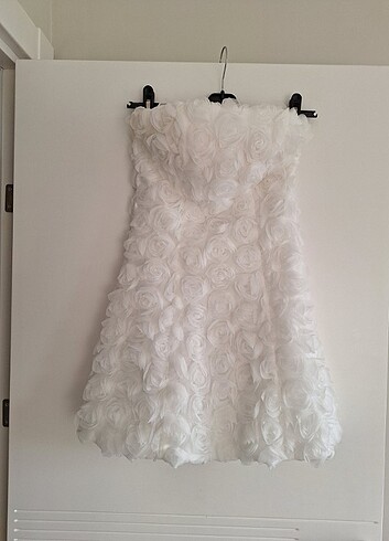 s Beden Tasarım güllü after bride party kına elbisesi beyaz S krem M