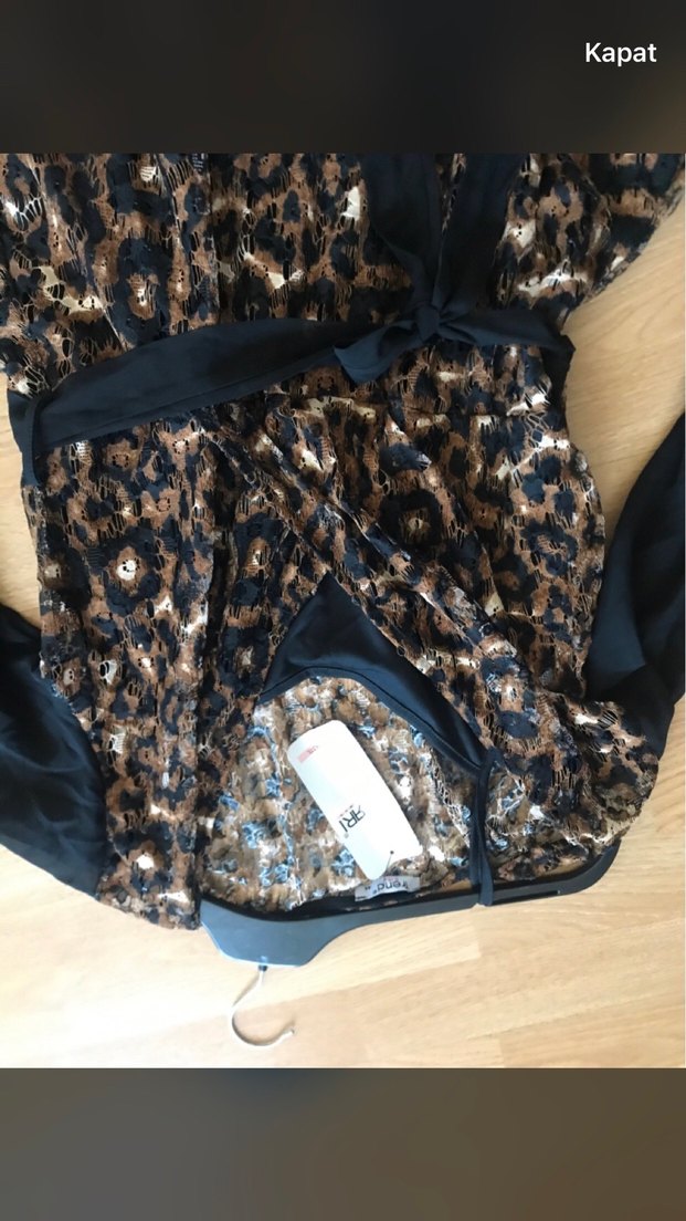 Kahverengi Leopar Desenli Midi Elbise - Görsel 5