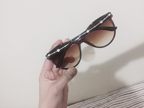 Rayban taş detaylı kahverengi gözlük