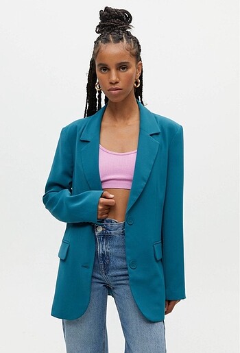 Pull & Bear Petrol Blazer Ceket
