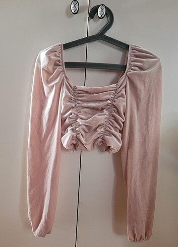 H&M H&M Pembe Büzgülü Crop Bluz
