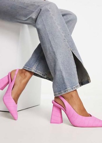 Stradivarius Slingback Pembe Topuklu Ayakkabı - Görsel 2