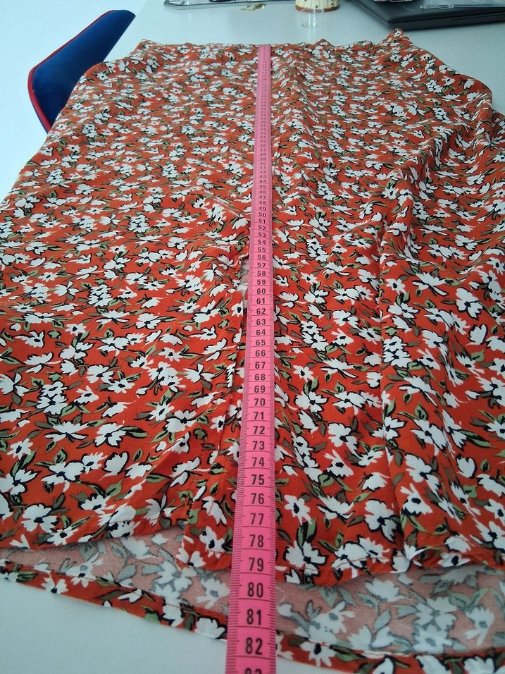 Kırmızı Pamuklu Salaş Midi  Etek - Görsel 3