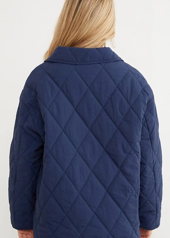 Düğmeli Lacivert Kadın Midi Kapitone Düğmeli Ceket - Görsel 6