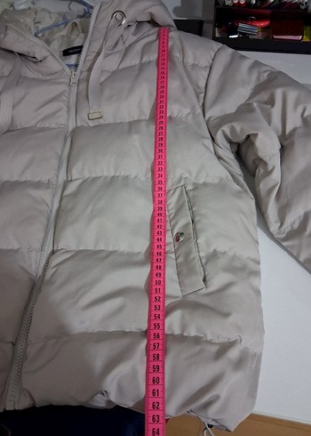 Bej Kapüşonlu Kadın Puff Mont - Görsel 7