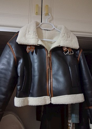 Kürklü Siyah/Kahverengi Deri Kadın Ceket - Görsel 3