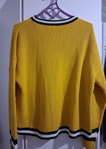 Sarı Örgü Kadın Kazak - Görsel 3