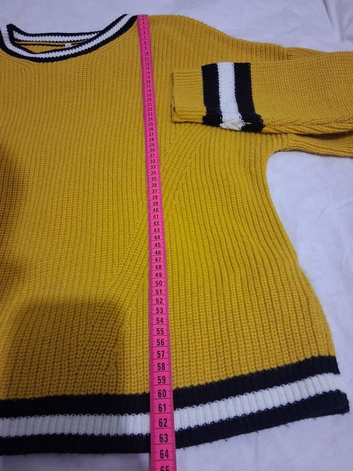 Sarı Örgü Kadın Kazak - Görsel 4