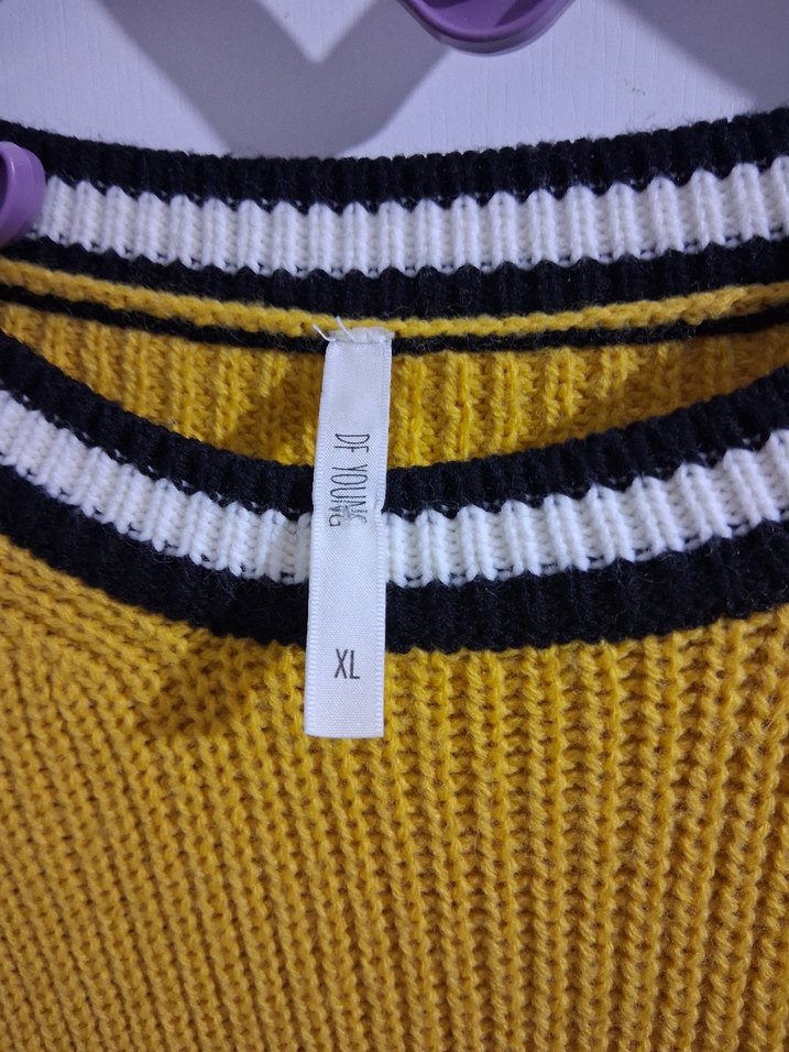 Sarı Örgü Kadın Kazak - Görsel 2