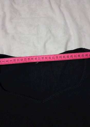 Kalp Yaka Siyah Kadın Pamuklu üst - Görsel 6