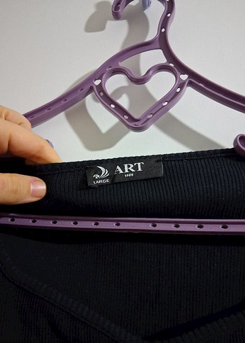 Kalp Yaka Siyah Kadın Pamuklu üst - Görsel 2