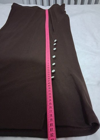 Düğmeli Uzun Kollu Kahverengi Triko crop etek TAKIMDIR. - Görsel 7