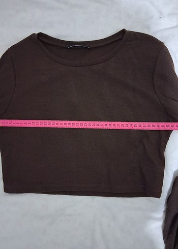 Düğmeli Uzun Kollu Kahverengi Triko crop etek TAKIMDIR. - Görsel 5