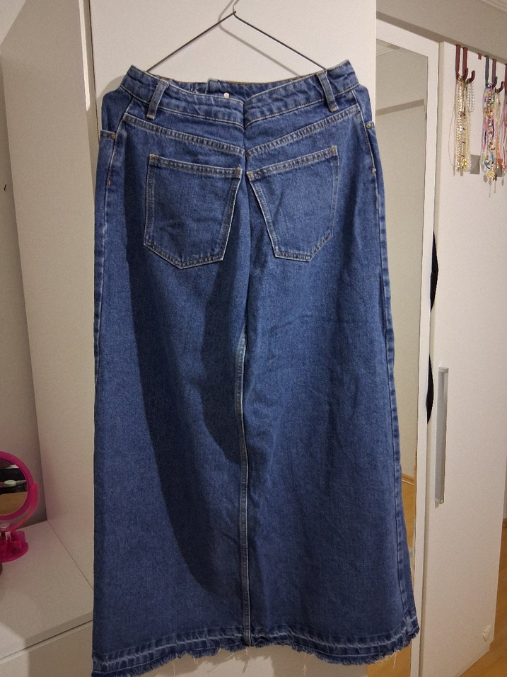 Kadın Lacivert Maxi Denim Etek - Görsel 2