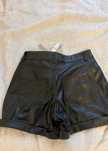 Kadın Siyah Deri Mini Şor - Görsel 2