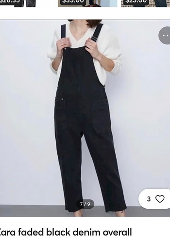 Zara Siyah Denim Salopet