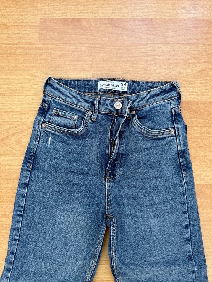 Gri Tonlarında mom slim Fit Kadın Denim Pantolon - Görsel 2