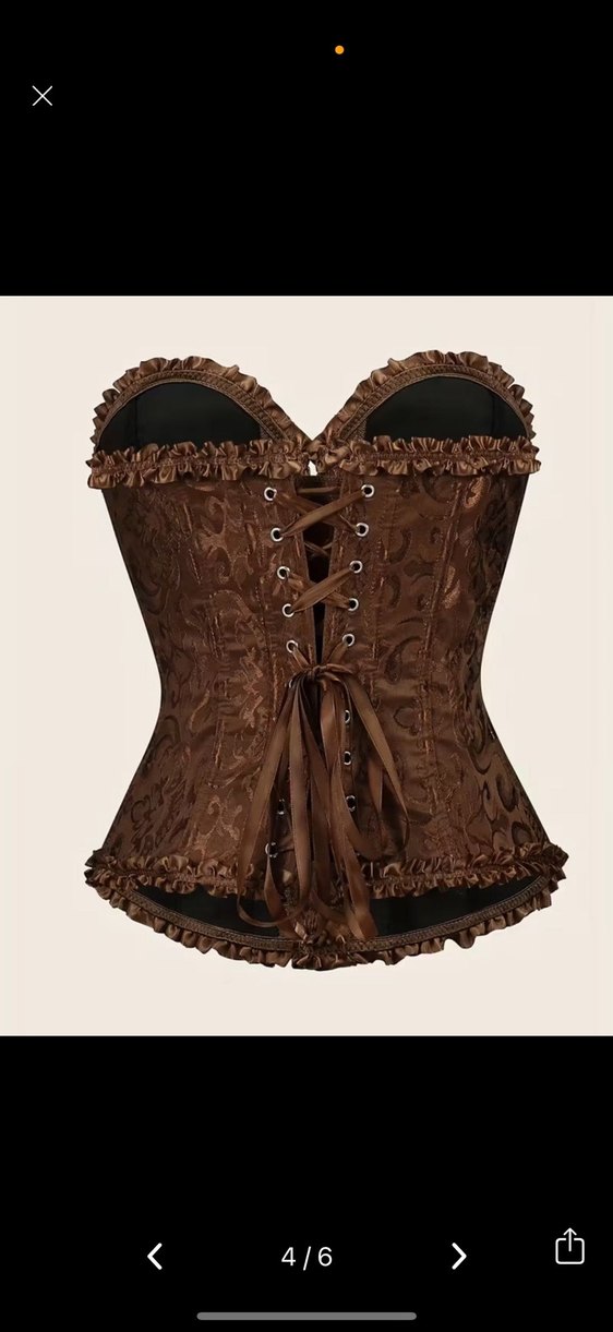 Dantel Detaylı Kahverengi Gotik Straplez Büstiyer - Görsel 2