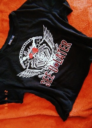Bershka Bershka motorcu crop t-shirt