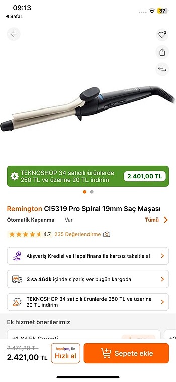 Remington Saç maşası