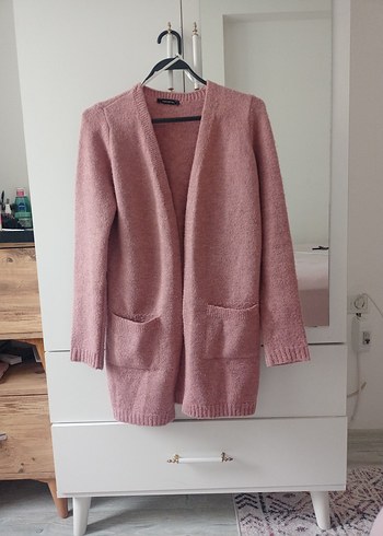 Pembe Midi Örgü Salaş Hırka - Görsel 7