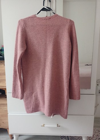 Pembe Midi Örgü Salaş Hırka - Görsel 2