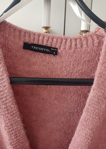 Pembe Midi Örgü Salaş Hırka - Görsel 6