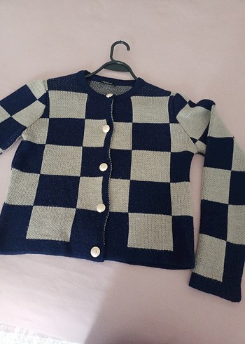 Düğmeli Kareli Midi Hırka - Görsel 6