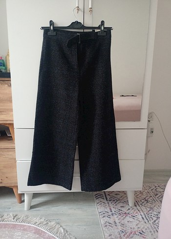 Gri Midi Kumaş Kadın Pantolon - Görsel 3