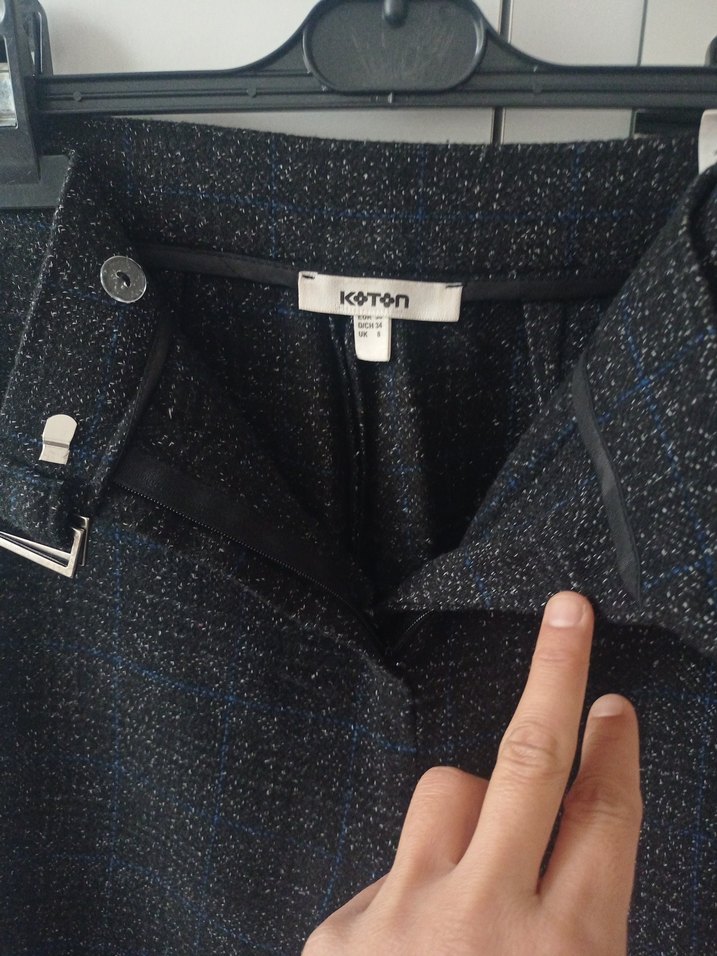 Gri Midi Kumaş Kadın Pantolon - Görsel 2