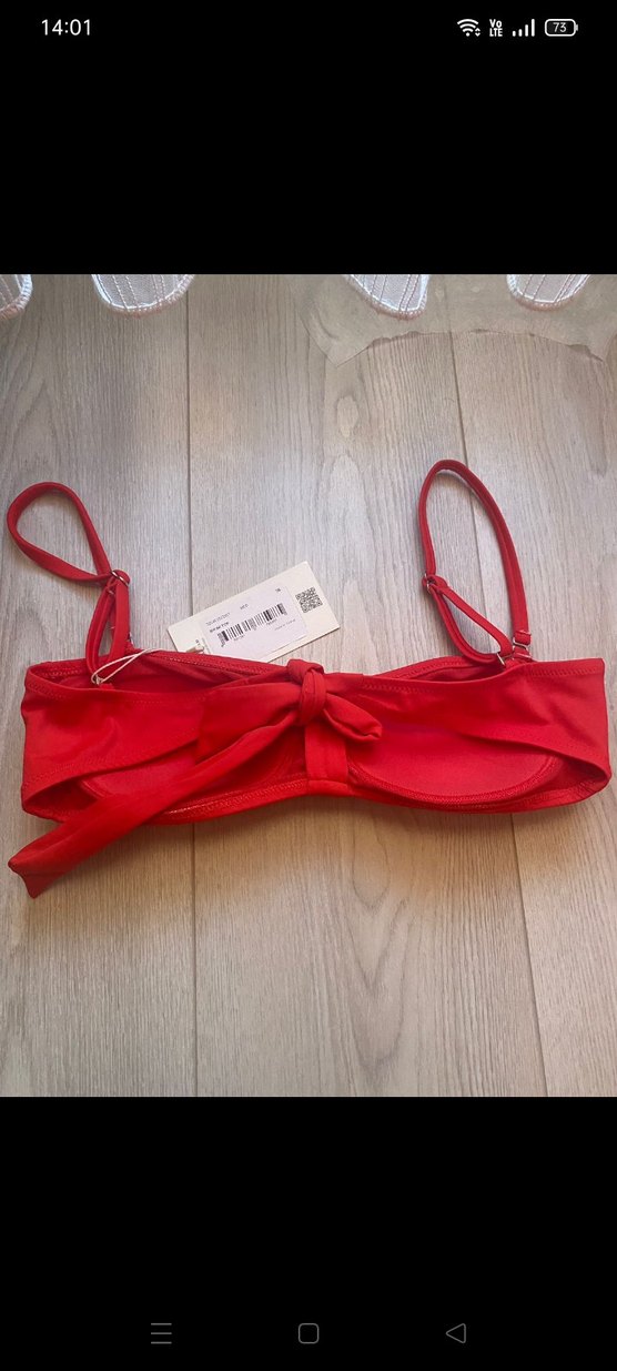 Kırmızı Mini Strappy Bikini Üstü - Görsel 3