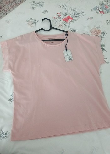 38 Beden pembe Renk Pembe Kısa Kollu Pamuklu Tişört