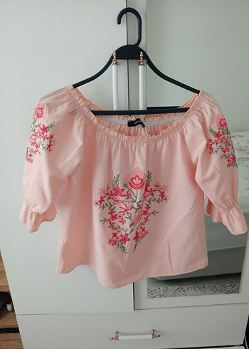 Pembe Nakışlı Uzun Kollu Bohem Bluz - Görsel 7