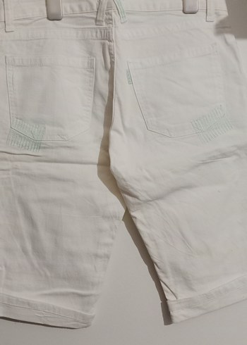 Kadın Beyaz Bermuda Şort Pamuk - Görsel 6