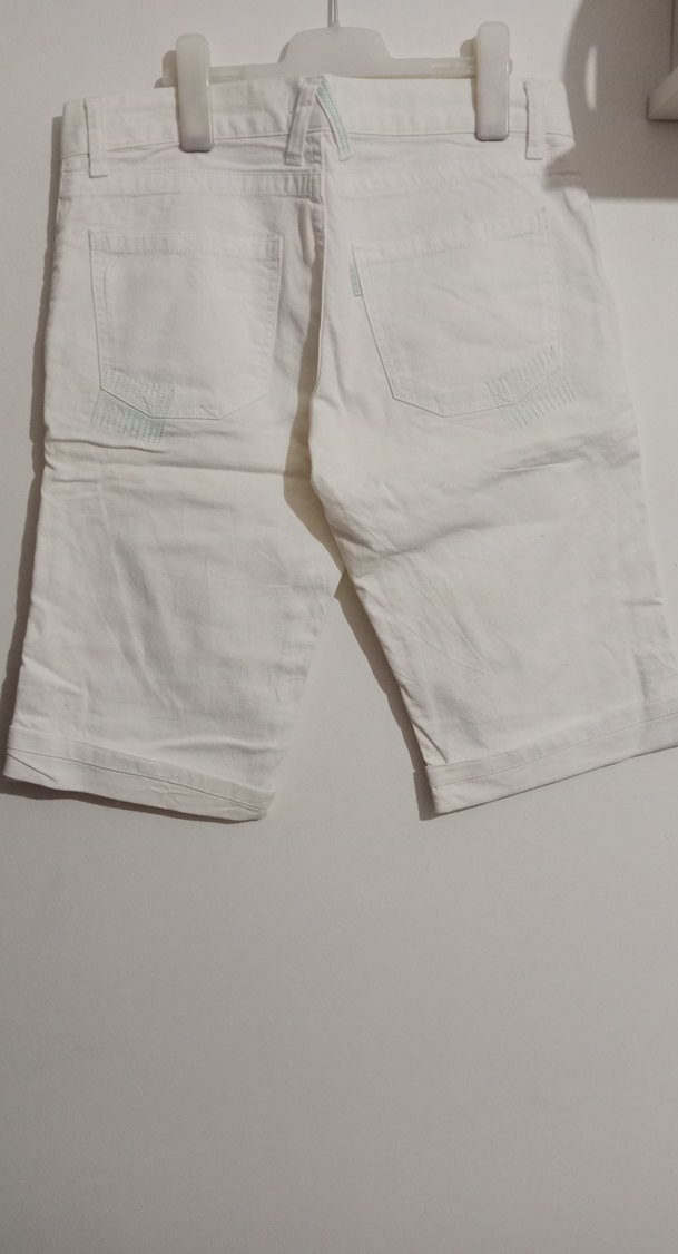 Kadın Beyaz Bermuda Şort Pamuk - Görsel 5