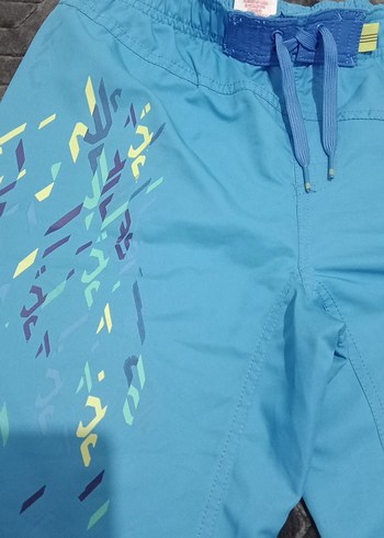 Erkek Çocuk Mavi Bağcıklı Desenli Mayo Şortu - Görsel 2