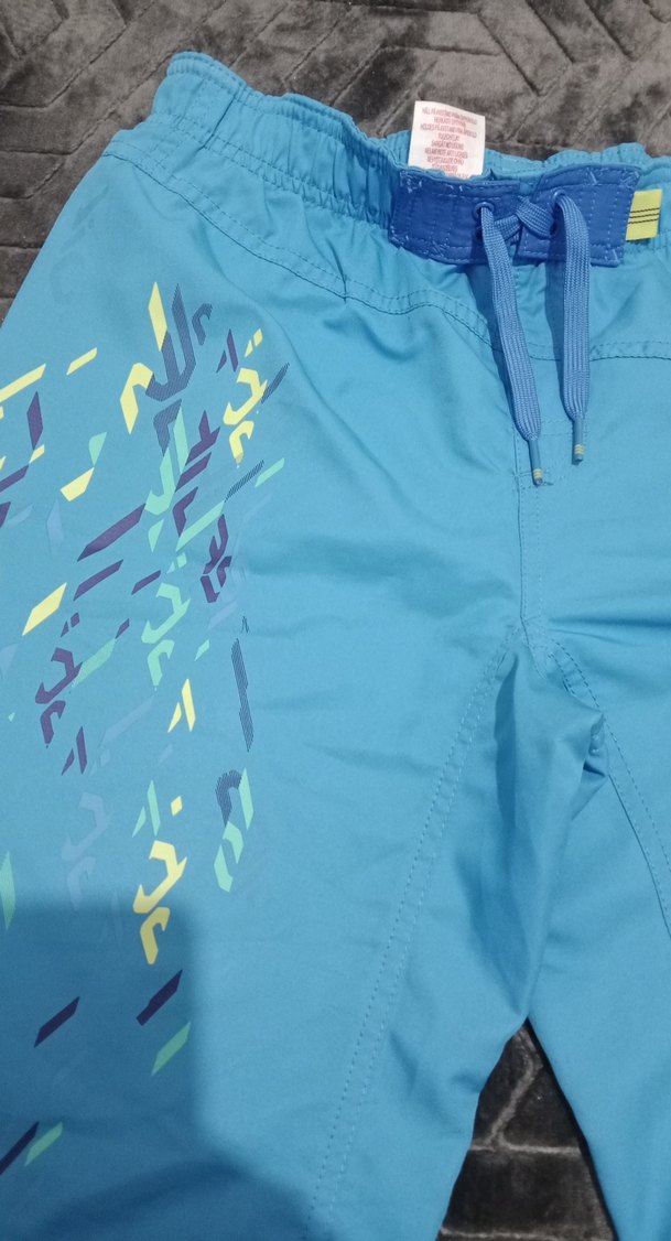 Erkek Çocuk Mavi Bağcıklı Desenli Mayo Şortu - Görsel 2