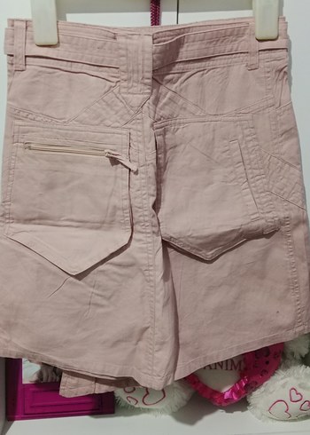 Pembe Keten Kemerli Mini Etek - Görsel 3