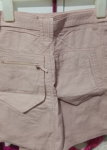 Pembe Keten Kemerli Mini Etek - Görsel 4