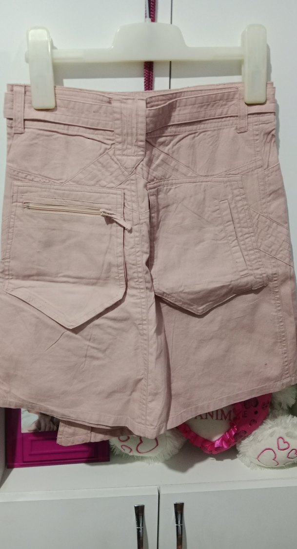 Pembe Keten Kemerli Mini Etek - Görsel 3