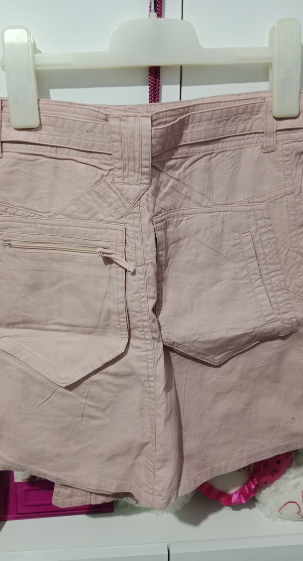 Pembe Keten Kemerli Mini Etek - Görsel 4