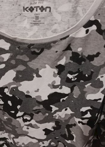 Gri Kamuflaj Erkek Tişörtü, Kısa Kollu, Salaş - Görsel 5