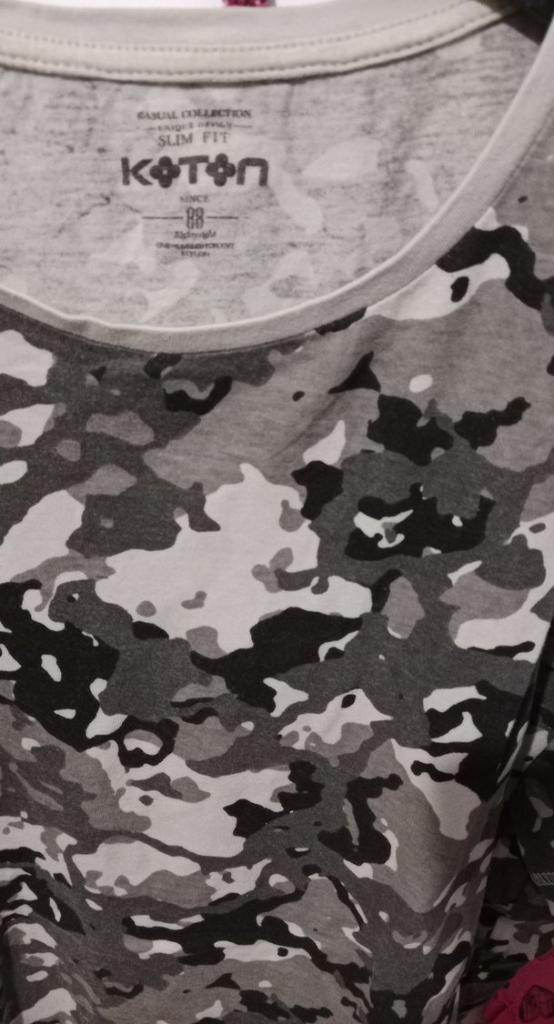 Gri Kamuflaj Erkek Tişörtü, Kısa Kollu, Salaş - Görsel 5
