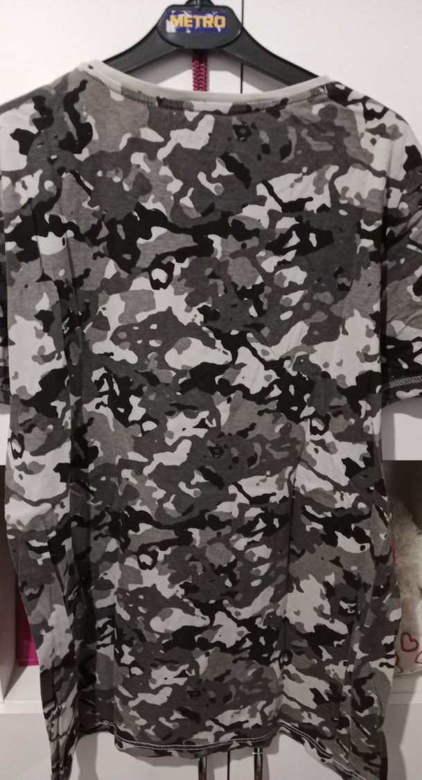 Gri Kamuflaj Erkek Tişörtü, Kısa Kollu, Salaş - Görsel 4