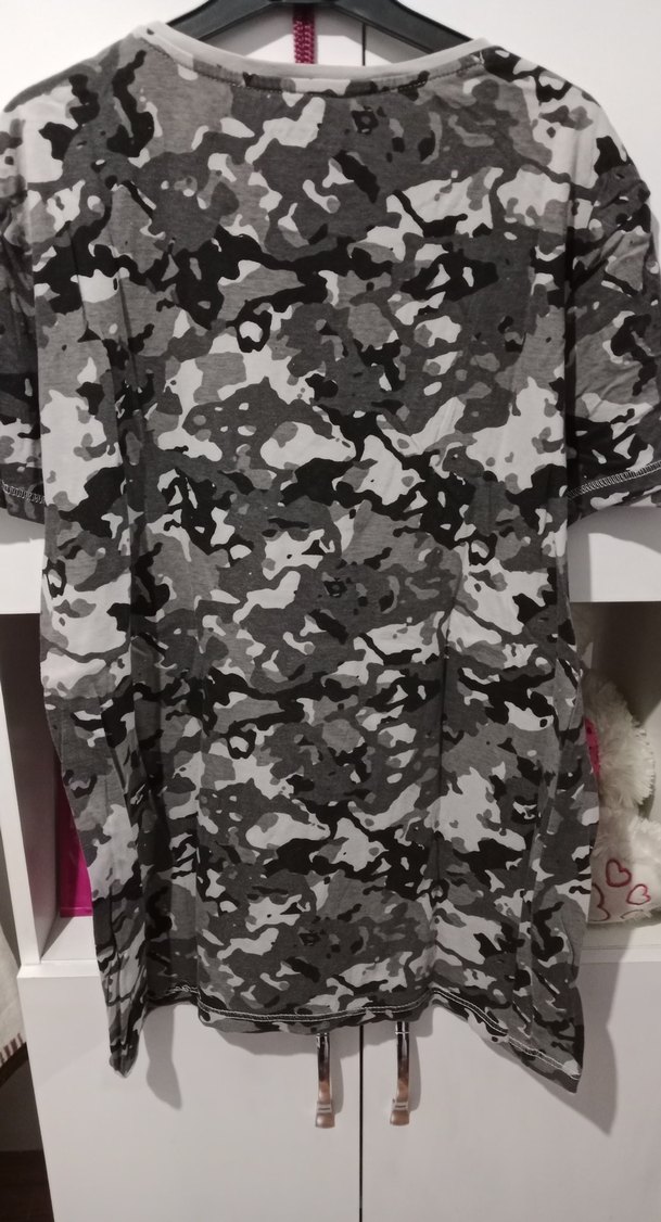 Gri Kamuflaj Erkek Tişörtü, Kısa Kollu, Salaş - Görsel 3