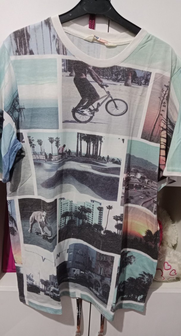 Pastel Renkli Baskılı Erkek Tişört - Görsel 2