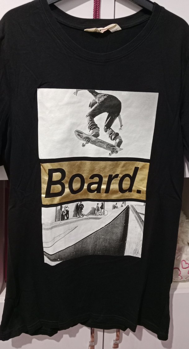 Siyah Baskılı Oversize Erkek Tişört - Görsel 2