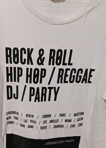 Beyaz Rock Punk Baskılı Erkek Tişört - Görsel 3