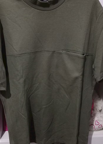 Erkek Haki Oversize Kısa Kollu Tişört - Görsel 2