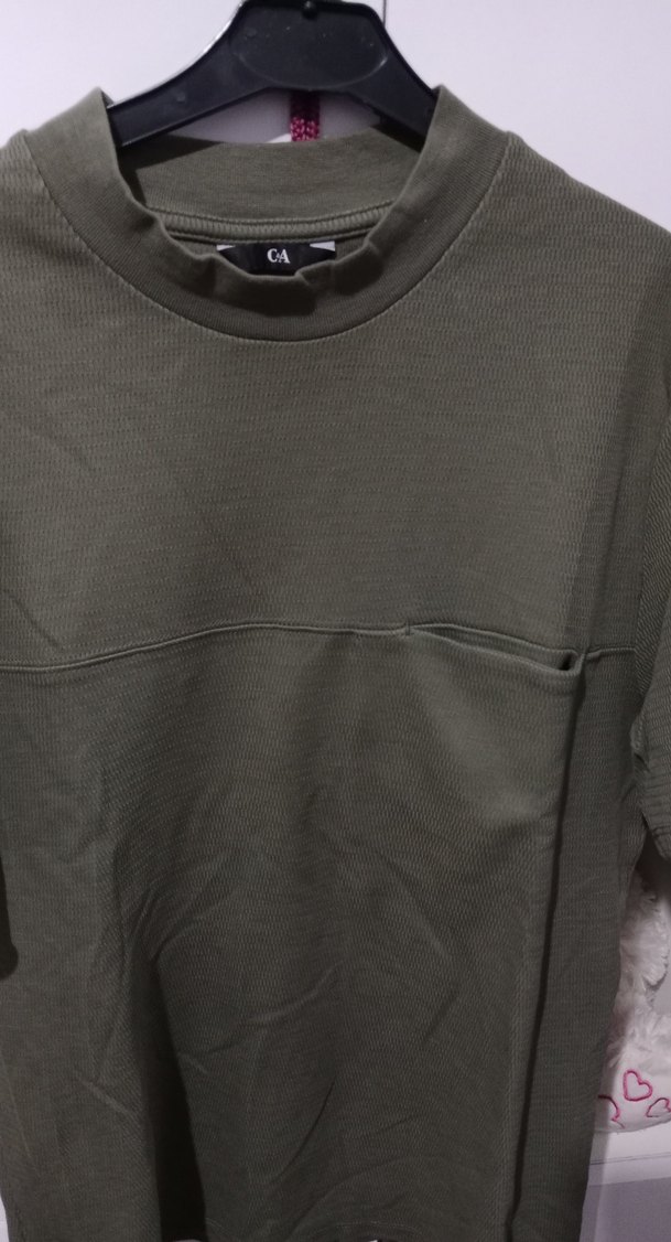 Erkek Haki Oversize Kısa Kollu Tişört - Görsel 3